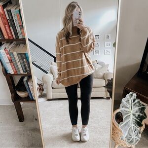 a new day Tan and White Striped Sweater